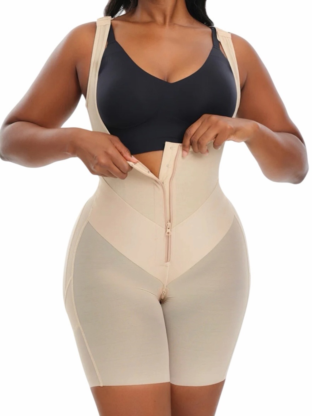 She's Waisted High-Waist Beige Full-Body Faja Shaper with Adjustable Straps M